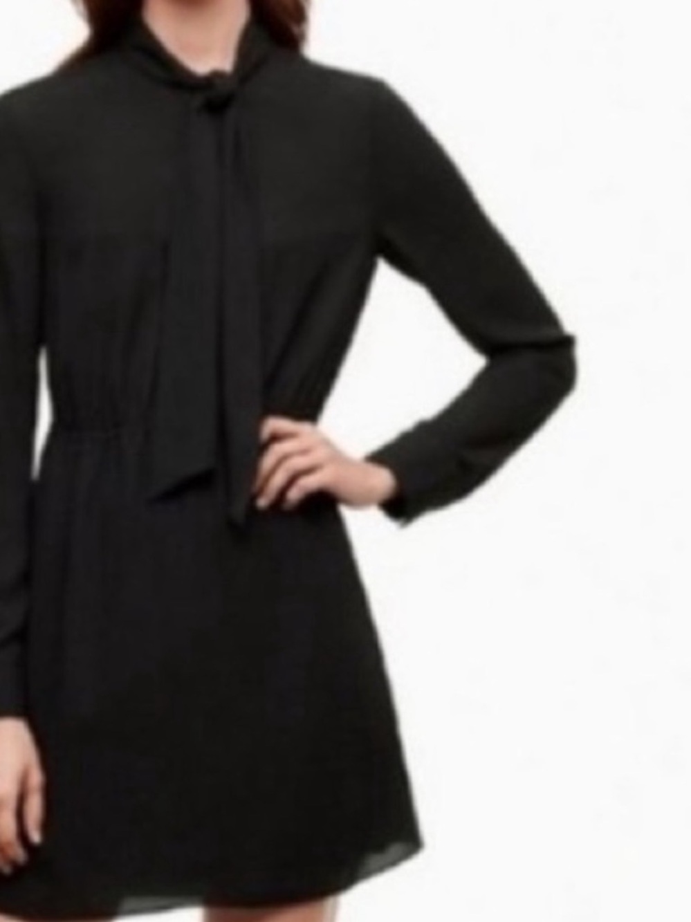 Wilfred Long-Sleeve Tie-Neck Dress